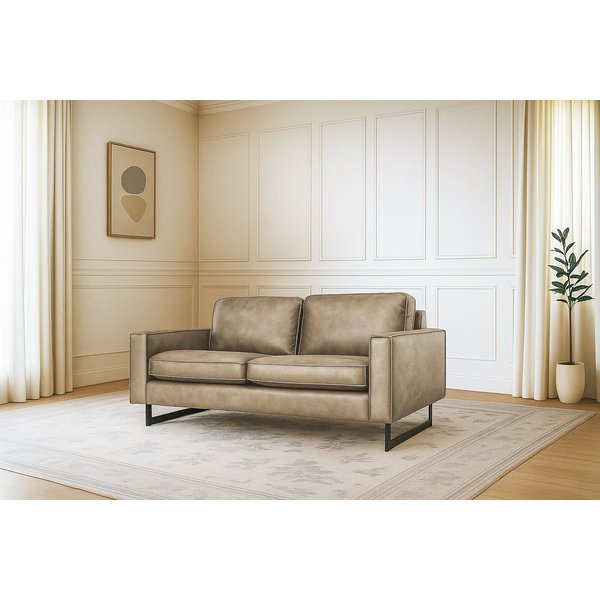 OTTO home 2-Sitzer Pinto, 166 cm, Cord, Chenille, Lederoptik, mit Keder, schwarze Metallfüße, Wellenunterfederung