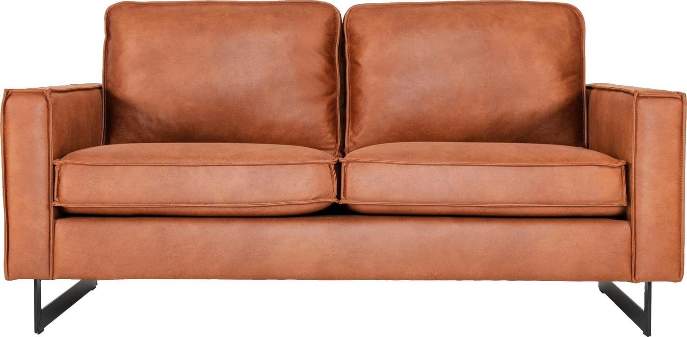 OTTO home 2-Sitzer Pinto, 166 cm, Cord, Chenille, Lederoptik, mit Keder, schwarze Metallfüße, Wellenunterfederung – Bild 2 von 5