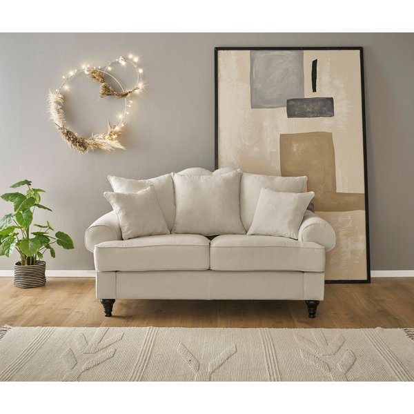 OTTO home 2-Sitzer Westminster, Sofa im Landhausstil, Couch mit Zierkissen, Federkern-Polsterung, gedrechselter Fuß, hochwertiger Microfaserbezug