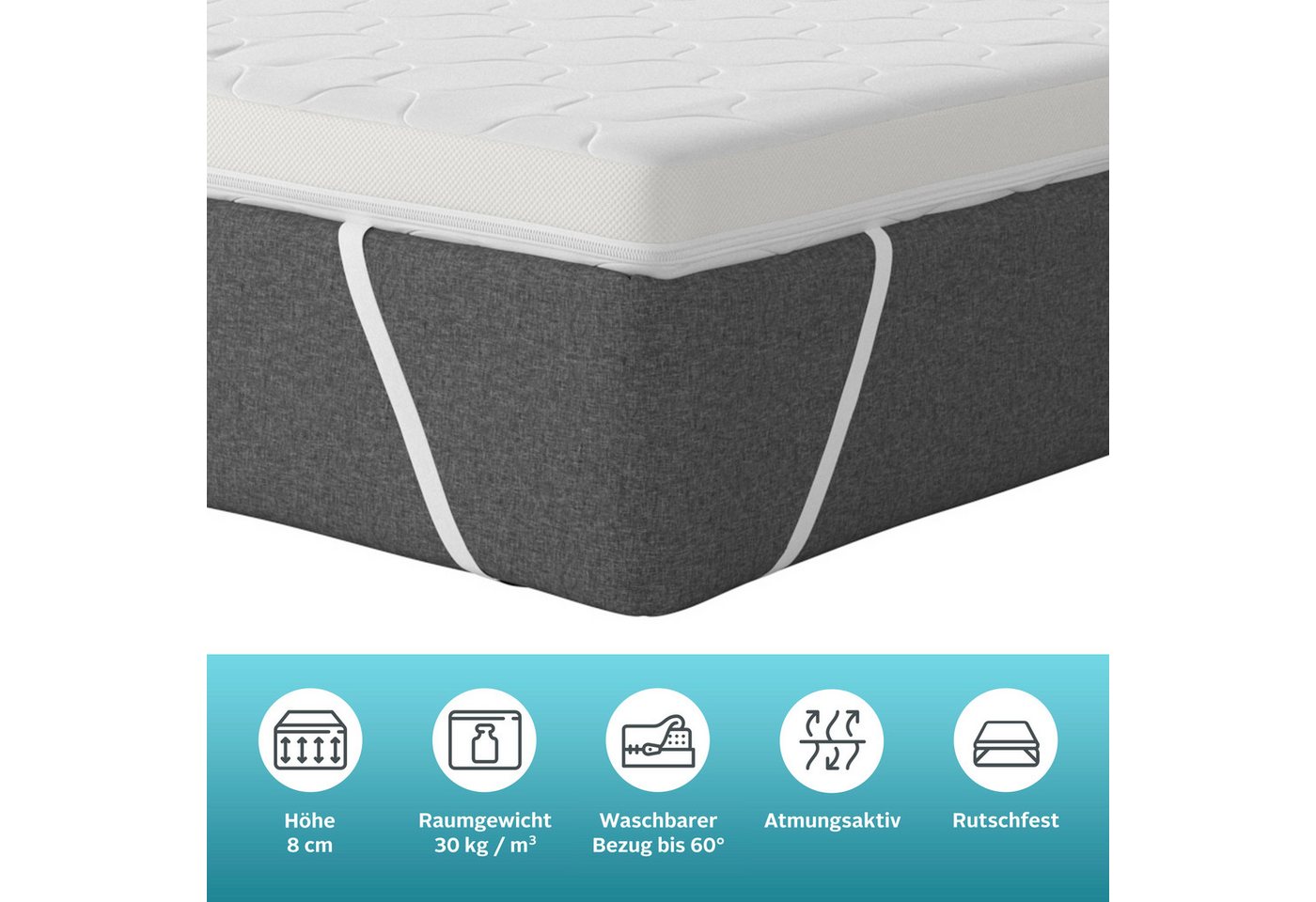 OTTO home, Topper Polly Plus XXL ECO, Topper ideal für Boxspringmatratzen, 8 cm hoch, Komfortschaum, Topper in 90x200, 140x200, über 2.000 positive Bewertungen! – Bild 3 von 5