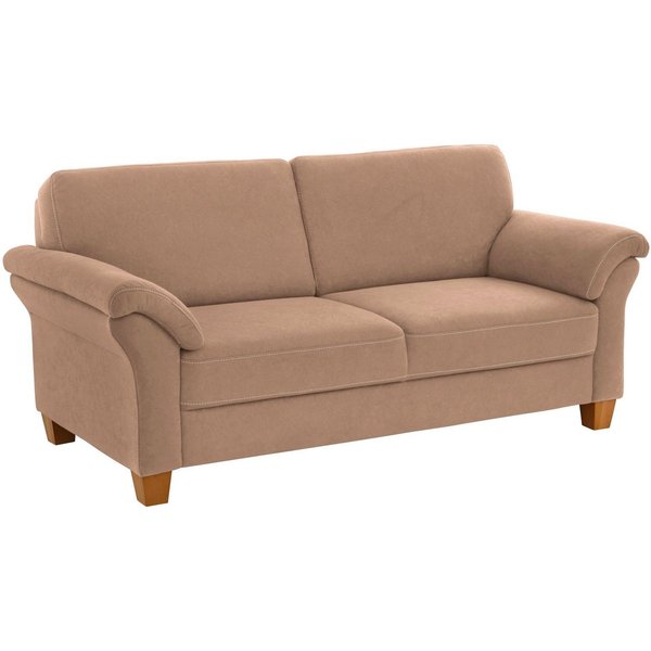 OTTO home 3-Sitzer Borkum, B: 186 cm, Federkern, Komfortsitzhöhe 46 cm, Landhausstil, Holzfüße, Kopfstützen nachrüstbar