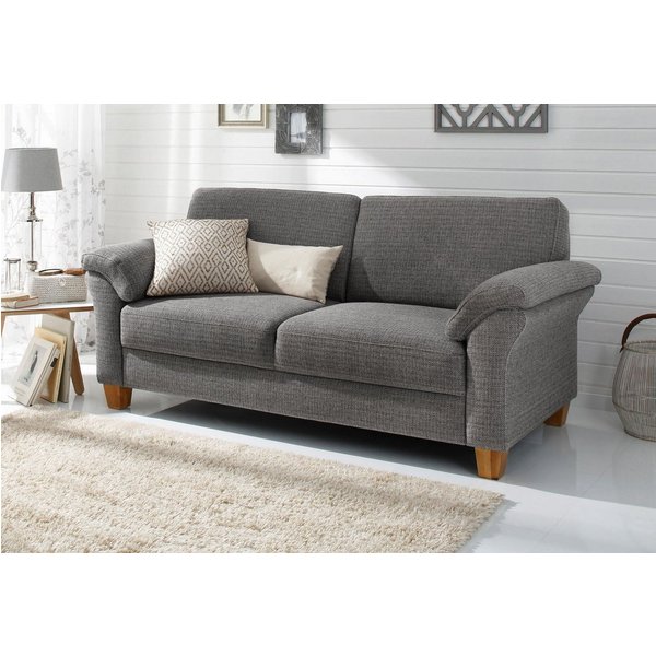 OTTO home 3-Sitzer Borkum, B: 186 cm, Federkern, Komfortsitzhöhe 46 cm, Landhausstil, Holzfüße, Kopfstützen nachrüstbar