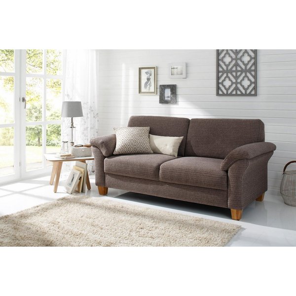 OTTO home 3-Sitzer Borkum, B: 186 cm, Federkern, Komfortsitzhöhe 46 cm, Landhausstil, Holzfüße, Kopfstützen nachrüstbar