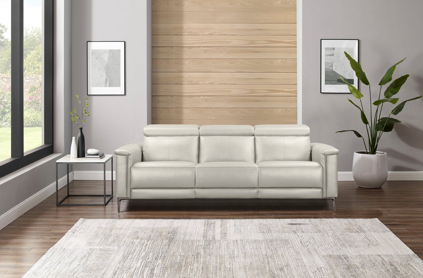 OTTO home 3-Sitzer LUND,Naturleder, 222 cm, man. o. elektr. Relaxfunktion in 2 Sitzen, (links/rechts), USB-A bei elektrischer Ausführung, Kopfteilverstellung – Bild 2 von 5