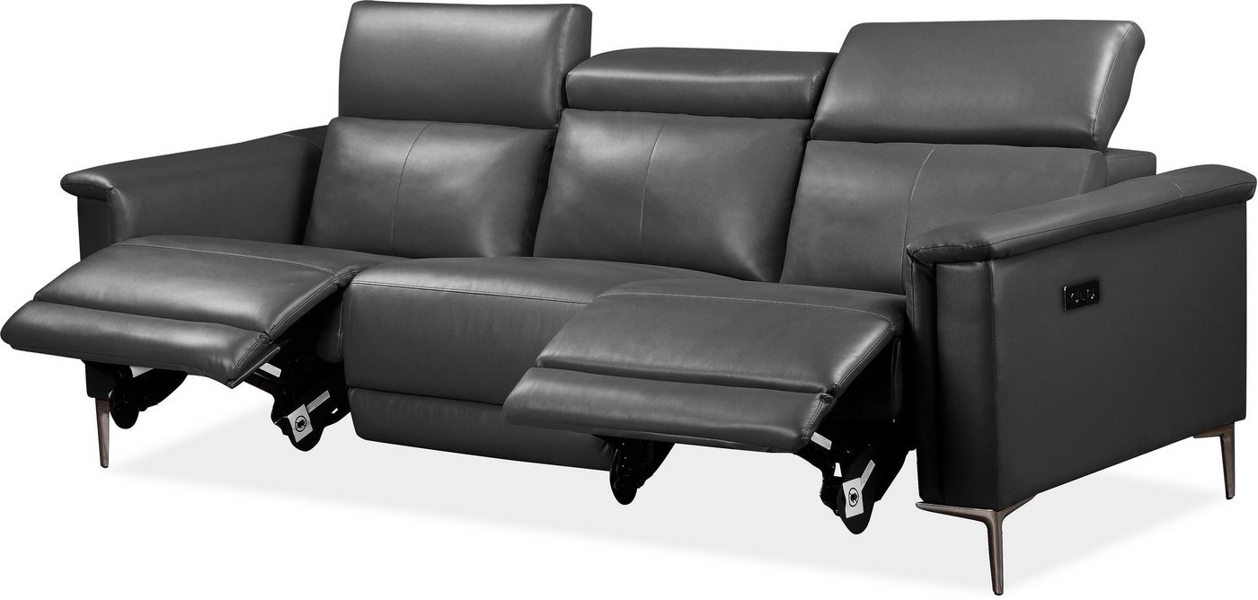 OTTO home 3-Sitzer LUND,Lederoptik, 222 cm, man. o. elektr. Relaxfunktion in 2 Sitzen, (links/rechts), USB-A bei elektrischer Ausführung, Kopfteilverstellung – Bild 5 von 5