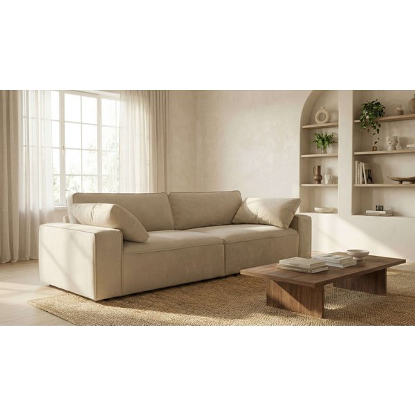 OTTO home 3-Sitzer Mittell, Chenille, Breite 245 cm, bodentief, extra Kissen inkl., tiefe Sitzfläche