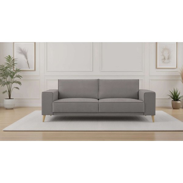 OTTO home 3-Sitzer Oland Skandi, weicher Chenille-Stoff, 224 cm, Wellenunterfederung, Skandi-Design, Massivholzfüße