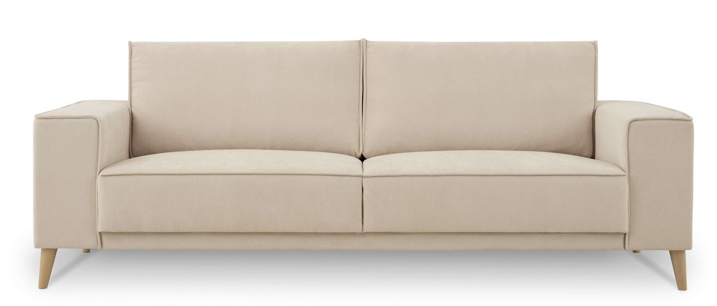 OTTO home 3-Sitzer Oland Skandi, weicher Chenille-Stoff, 224 cm, Wellenunterfederung, Skandi-Design, Massivholzfüße – Bild 2 von 5