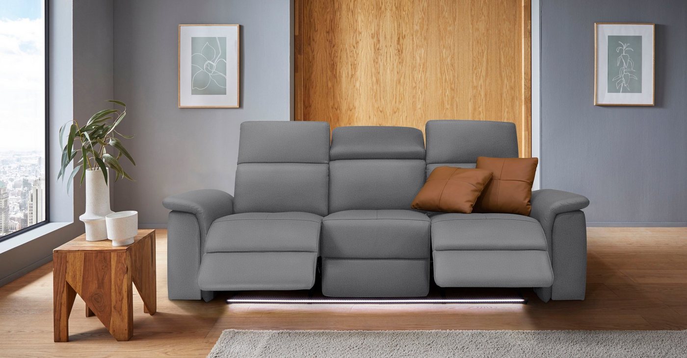 OTTO home 3-Sitzer Pareli 229cm, manuelle u. elektr. Relaxfunktion in 2 Sitzen, USB, KT-Verstellung, LED Beleuchtung, in Echtleder, Kunstleder, Web – Bild 2 von 5