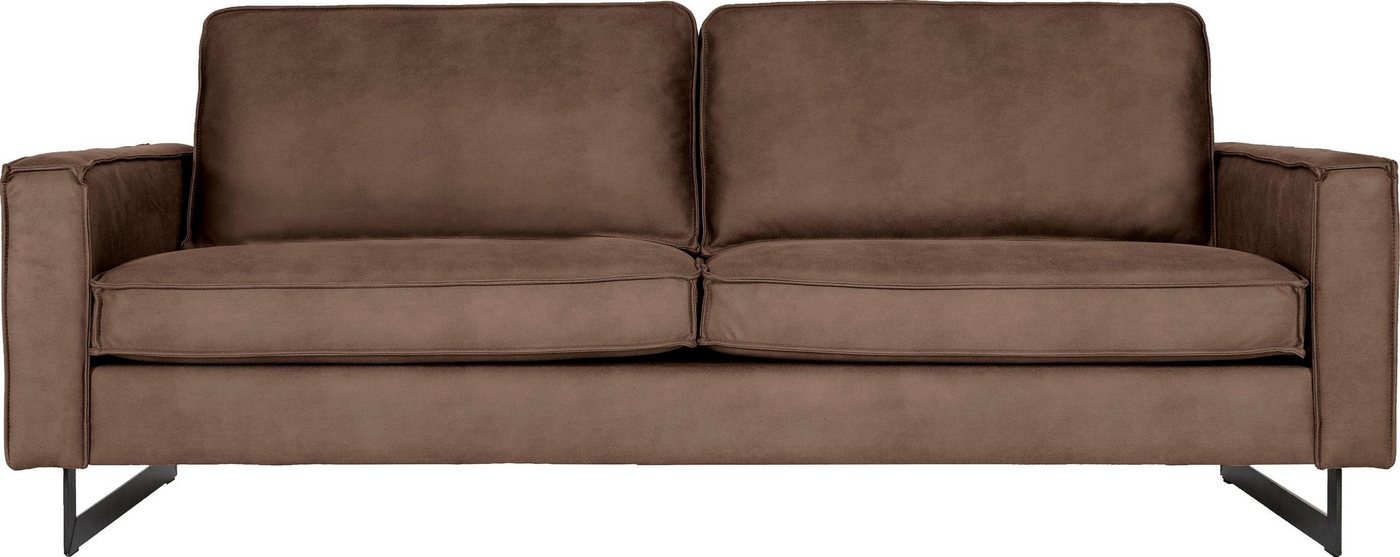 OTTO home 3-Sitzer Pinto, 206 cm, Cord, Chenille, Lederoptik, mit Keder, schwarze Metallfüße, Wellenunterfederung – Bild 2 von 5