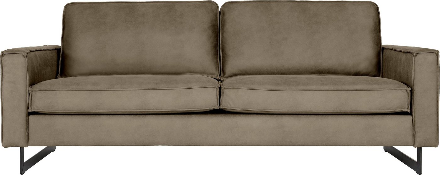 OTTO home 3-Sitzer Pinto, 206 cm, Cord, Chenille, Lederoptik, mit Keder, schwarze Metallfüße, Wellenunterfederung – Bild 2 von 5