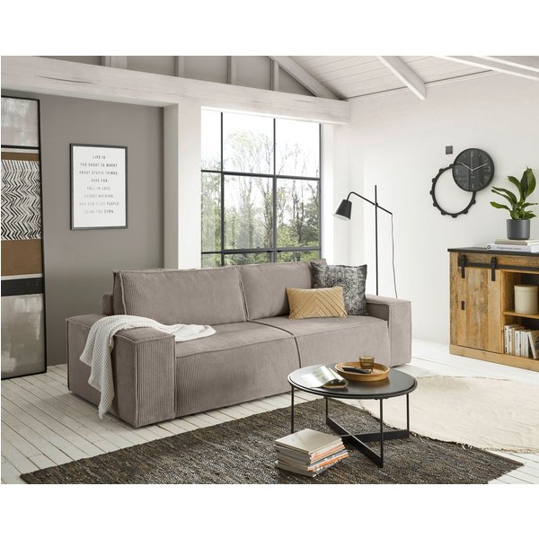 OTTO home 3-Sitzer SHERWOOD Cord Schlafsofa (257cm), Schlaffunktion mit Bettkasten (ca. 136/200cm)