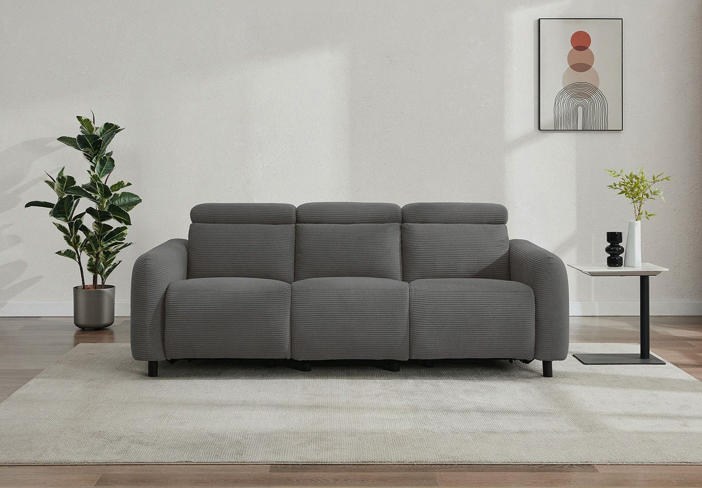 OTTO home 3-Sitzer SKAANE Cord-Sofa, 229 cm, manuelle u. elektrische Relaxfunktion, Relax-Funktion in 2 Sitzen, Kopfteilverstellung, Federkernpolsterung – Bild 2 von 5