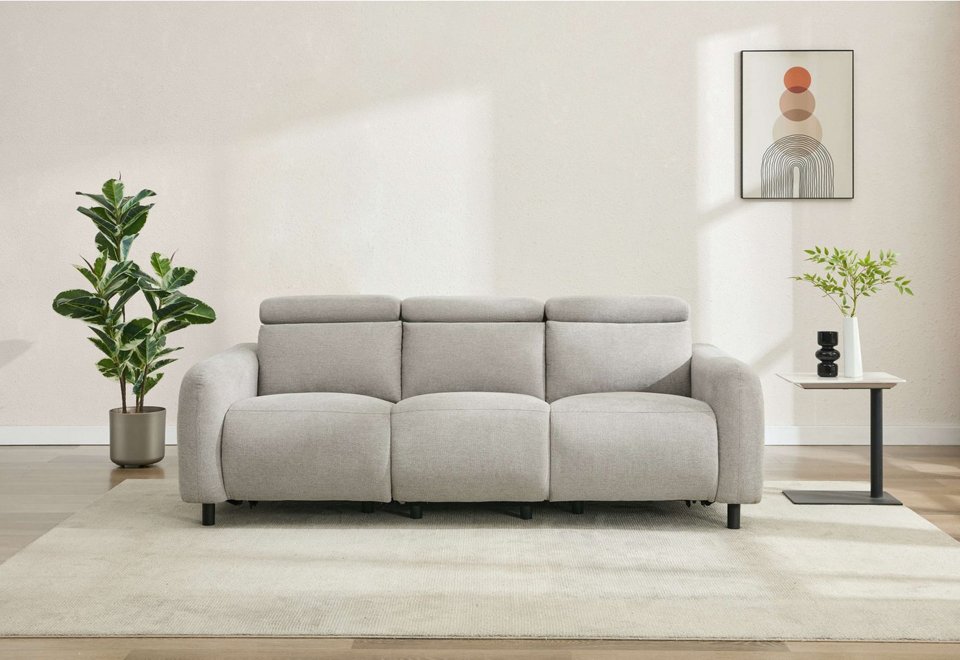 OTTO home 3-Sitzer SKAANE Struktur-Sofa, 229 cm, manuelle-u. elektrische Relaxfunktion, Relax-Funktion in 2 Sitzen, Kopfteilverstellung, Federkernpolsterung – Bild 5 von 5