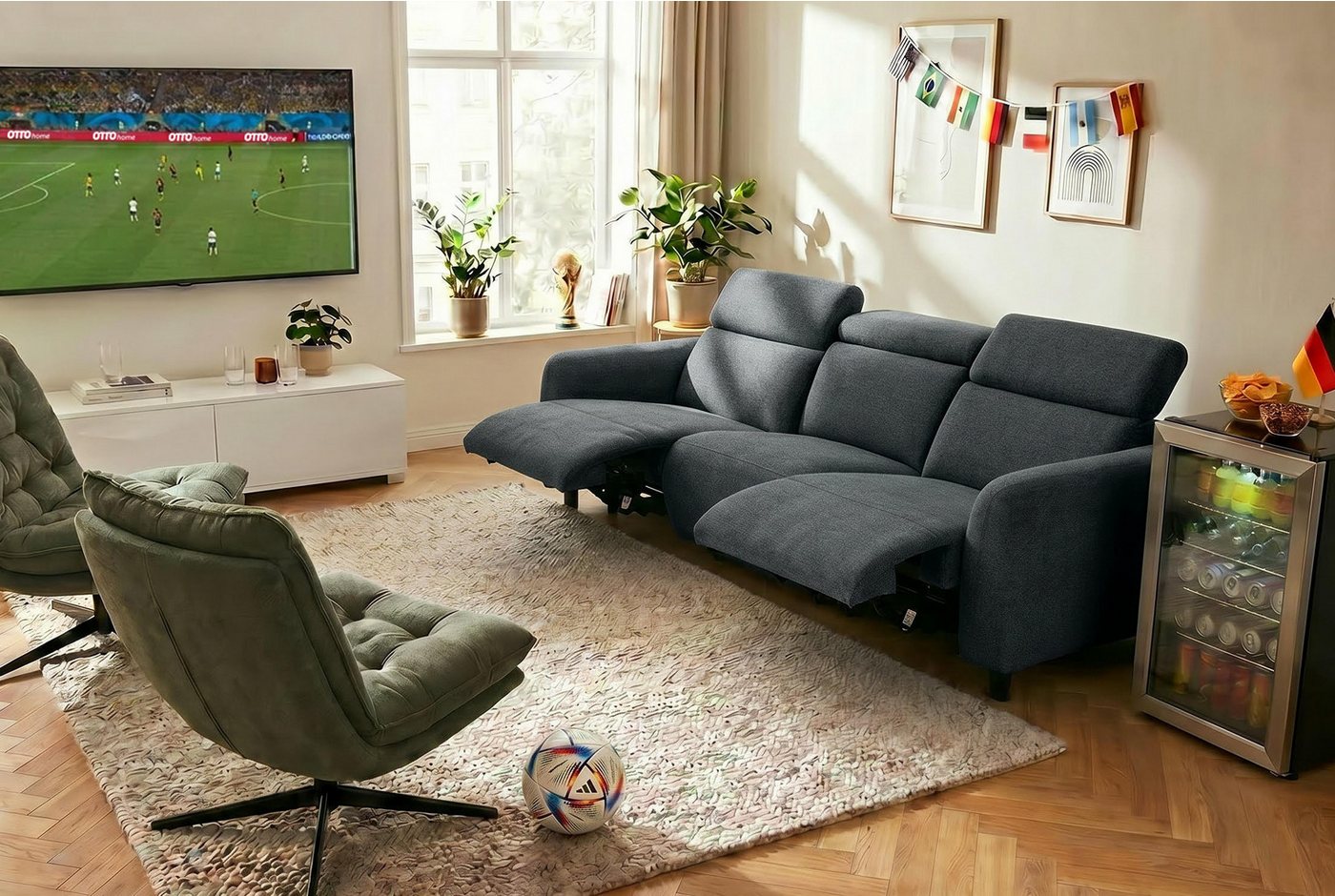 OTTO home 3-Sitzer SKAANE Struktur-Sofa, 229 cm, manuelle-u. elektrische Relaxfunktion, Relax-Funktion in 2 Sitzen, Kopfteilverstellung, Federkernpolsterung – Bild 2 von 5