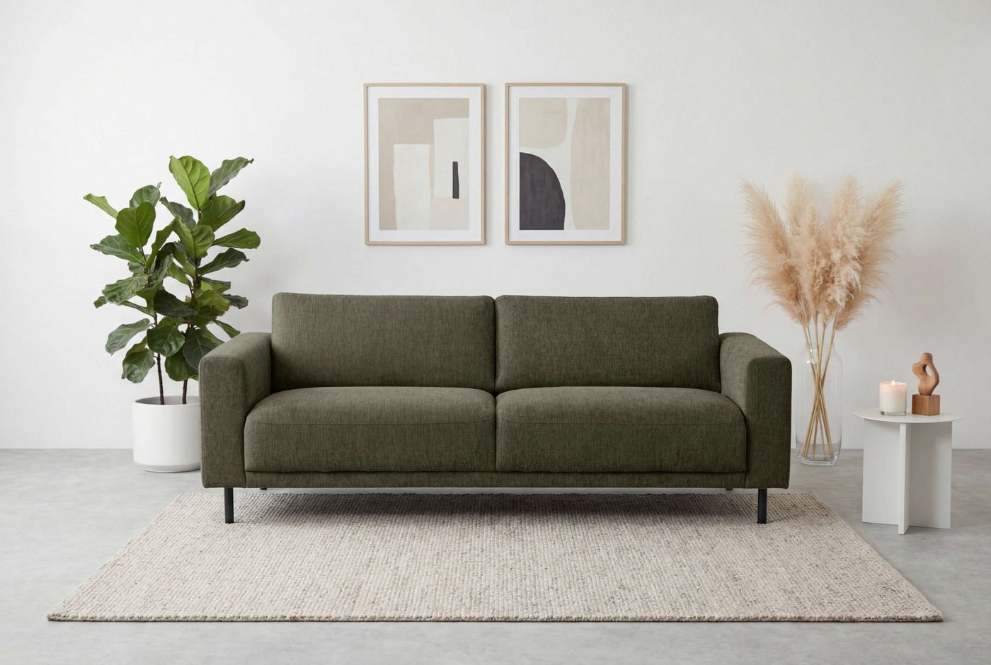 OTTO home 3-Sitzer Sveeva, B.214 cm, schwarze Metallfüße, langlebiger Webstoff, mit Wellenunterfederung, viele Farben – Bild 2 von 5