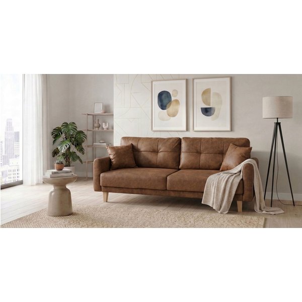 OTTO home 3-Sitzer TRIPLO optionale Schlafsofa mit Bettkasten, Maße B/T/H: 215/100/89 cm, Wahlweise Bettfunktion - Liegefläche 145x191 cm, Rücken-, Zierkissen