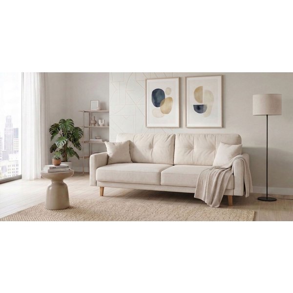 OTTO home 3-Sitzer TRIPLO optionale Schlafsofa mit Bettkasten, Maße B/T/H: 215/100/89 cm, Wahlweise Bettfunktion - Liegefläche 145x191 cm, Rücken-, Zierkissen