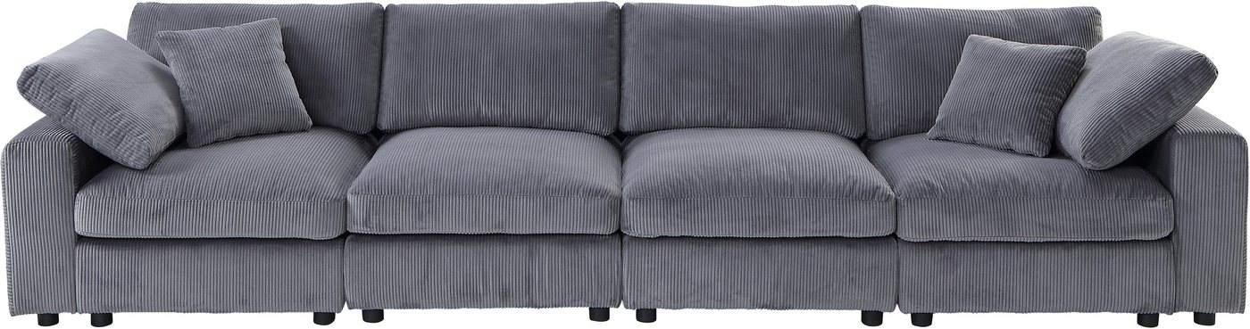OTTO home 4-Sitzer Berny, individuell stellbar, modular-Sofa, Set 4 Teile, inklusive 2 großen & 2 kleinen Zierkissen im flauschigen Cord – Bild 2 von 5