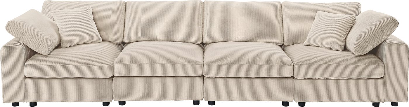 OTTO home 4-Sitzer Berny, individuell stellbar, modular-Sofa, Set 4 Teile, inklusive 2 großen & 2 kleinen Zierkissen im flauschigen Cord – Bild 2 von 5