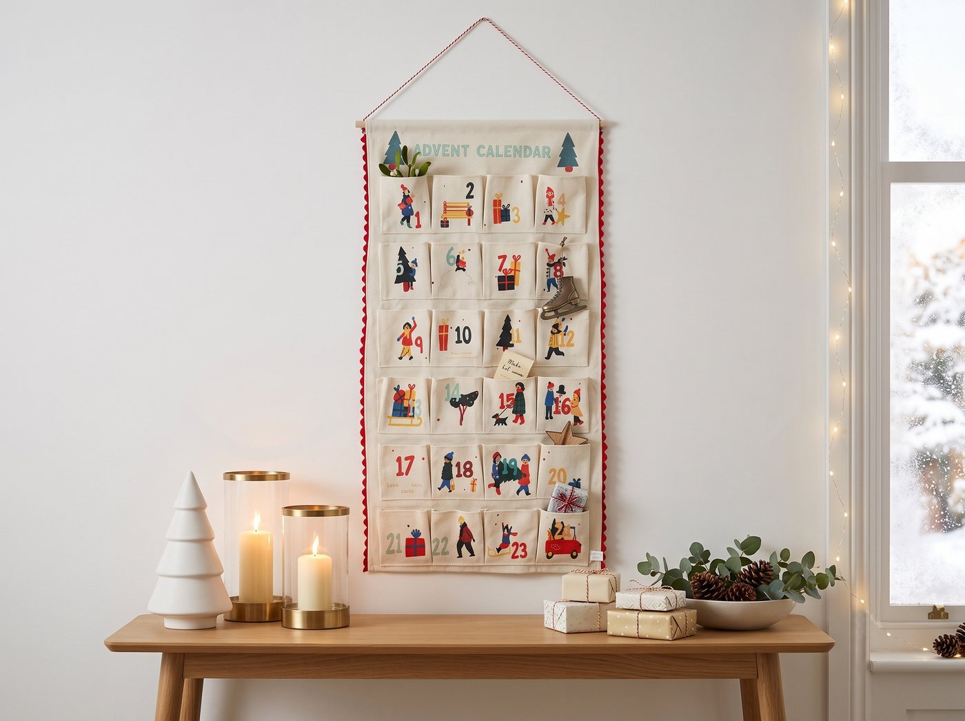 OTTO home Adventskalender mit Gratis Geschenksäckchen(ca.18x13cm), ca.50x100cm, ideal für Türen oder als Wandbehang – Bild 2 von 4