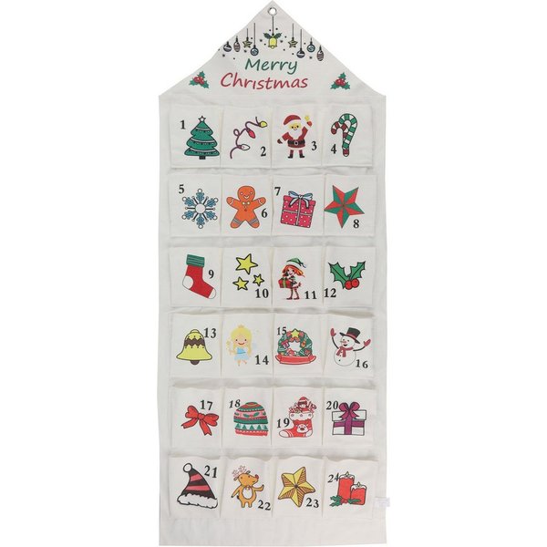 OTTO home Adventskalender mit Gratis Säckchen, aus Stoff mit kunterbunten Motiven,zum Befüllen, ca.47x117cm, ideal für Türen oder als Wandbehang