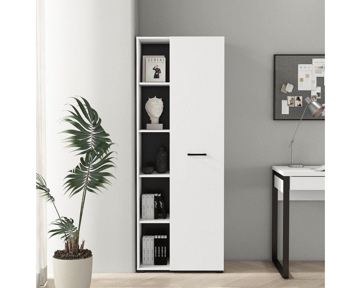 OTTO home Aktenschrank Moid, moderner Mehrzweckschrank, Maße: 64,5x41,5x175 cm, 5 Fächer mit viel Stauraum – Bild 2 von 5