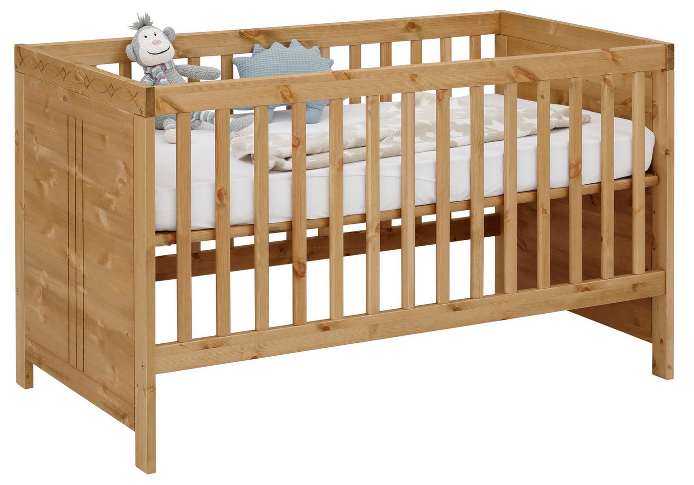 OTTO home Babybett Indra, Schlupfsprossen, 4-fach verstellbare Liegehöhe, FSC® zertifiziertes Massivholz, Landhausstil mit tollen Details – Bild 2 von 5
