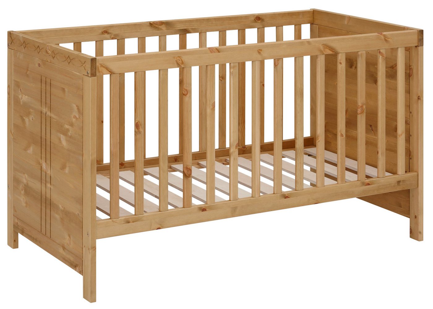 OTTO home Babybett Indra, Schlupfsprossen, 4-fach verstellbare Liegehöhe, FSC® zertifiziertes Massivholz, Landhausstil mit tollen Details – Bild 3 von 5