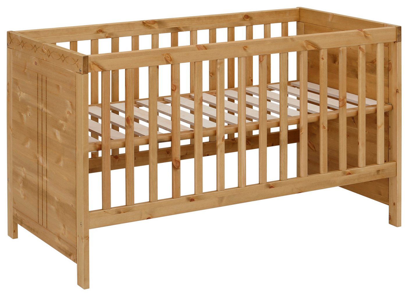 OTTO home Babybett Indra, Schlupfsprossen, 4-fach verstellbare Liegehöhe, FSC® zertifiziertes Massivholz, Landhausstil mit tollen Details – Bild 4 von 5