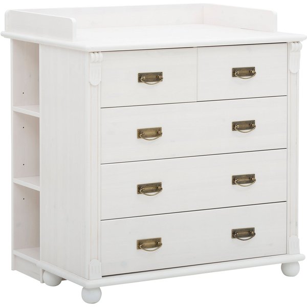OTTO home Babyzimmer-Komplettset "Aimo", Landhausstil, stabile Qualität, edles Design, Messinggriffe, (Set, 3-tlg., Kinderbett, Schrank, Wickelkommode), aus Mas