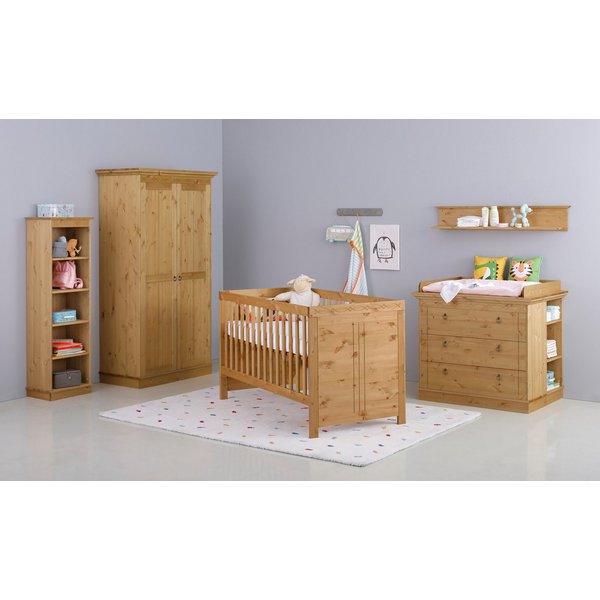 OTTO home Babyzimmer-Komplettset Indra, FSC® zertifiziertes Massivholz, zum Jugendzimmer umgestaltbar, (Spar-Set, 7-tlg., Kleiderschrank, Bett, Kommode + Aufsat