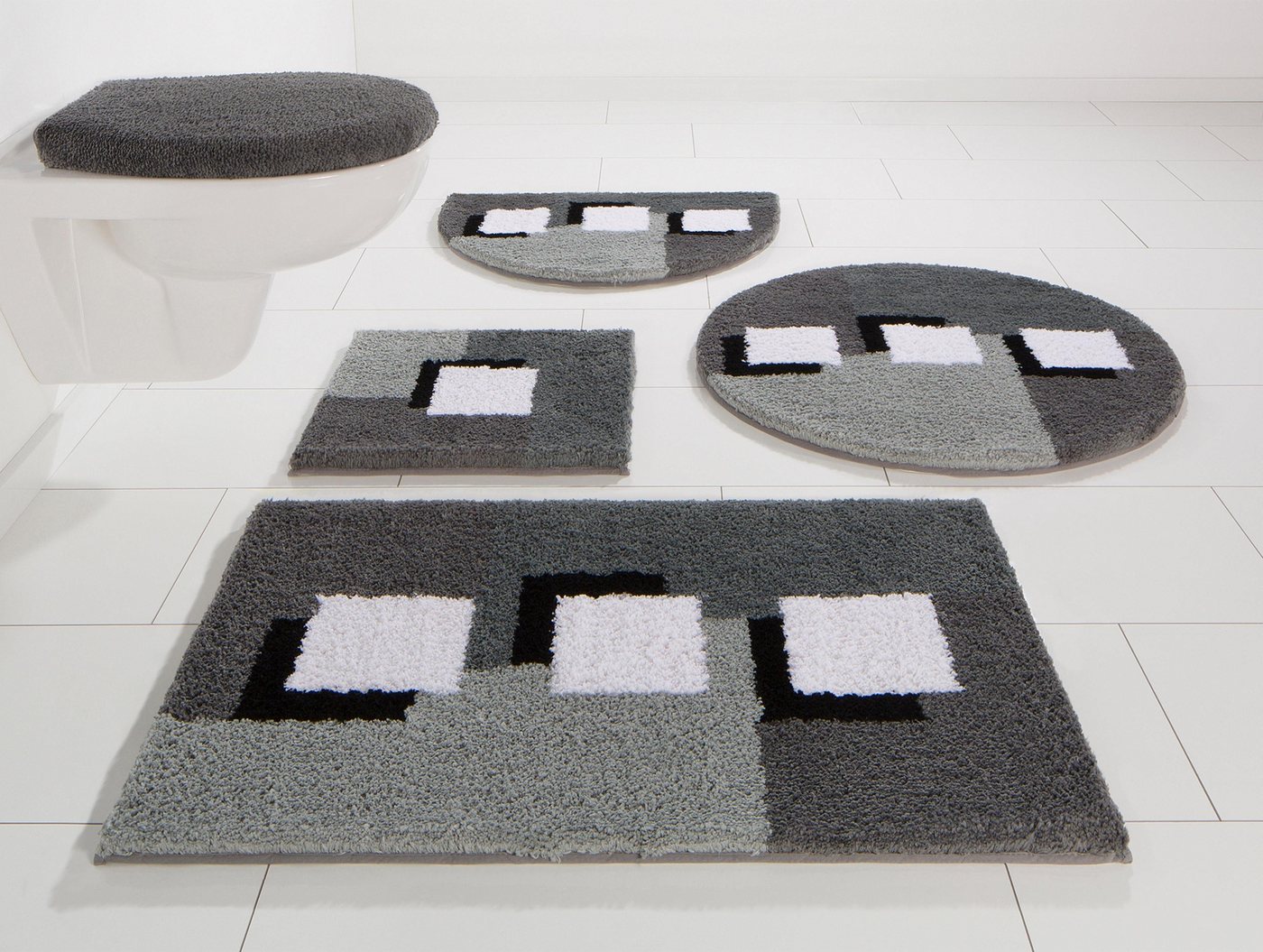OTTO home Badematte Ada, Badvorleger, Badezimmer Teppich, Höhe 21 mm, rutschhemmend beschichtet, schnell trocknend, strapazierfähig, fußbodenheizungsgeeignet, P – Bild 3 von 5