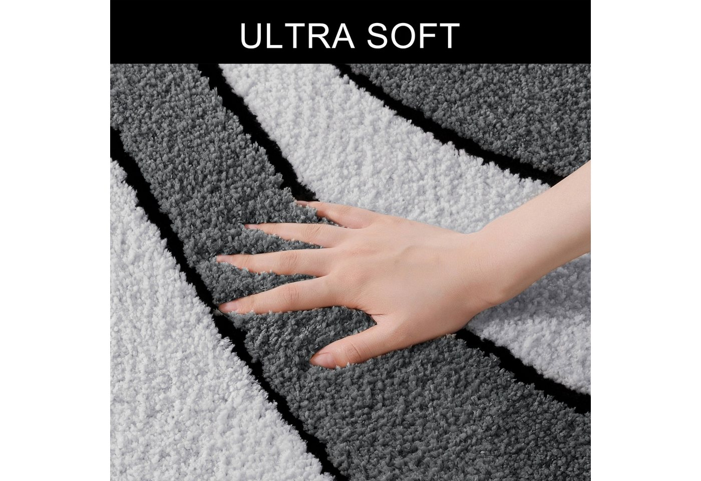 OTTO home Badematte Anna, Badvorleger, Badezimmer Teppich, Höhe 16 mm, rutschhemmend beschichtet, schnell trocknend, fußbodenheizungsgeeignet, Polyester, rechte – Bild 4 von 5