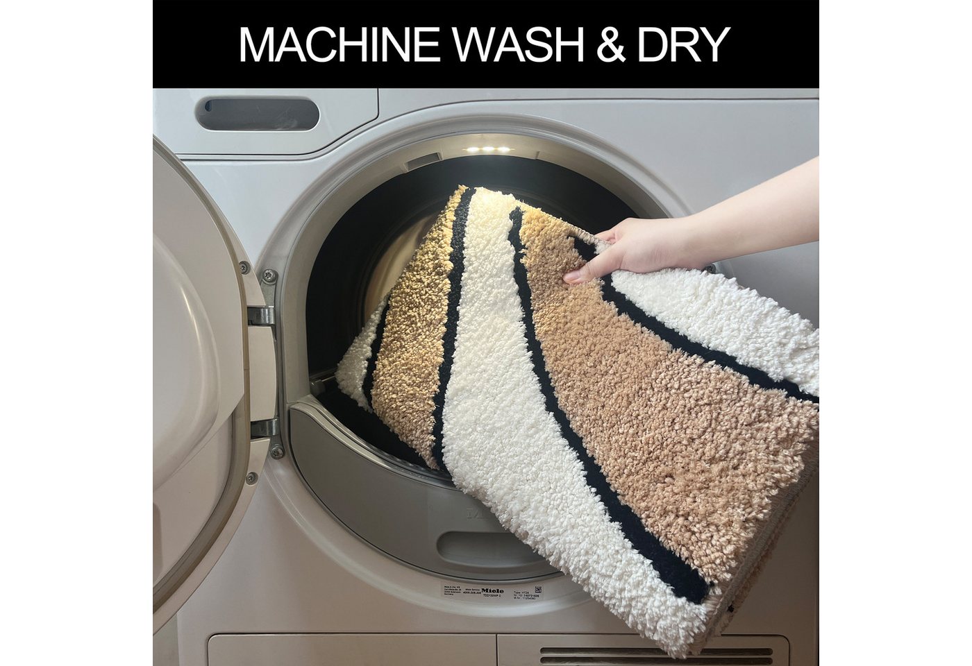 OTTO home Badematte Anna, Badvorleger, Badezimmer Teppich, Höhe 16 mm, rutschhemmend beschichtet, schnell trocknend, fußbodenheizungsgeeignet, Polyester, rechte – Bild 3 von 5