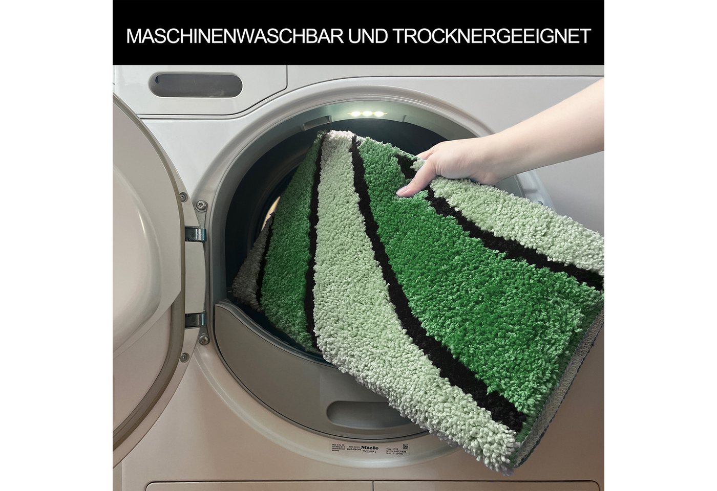 OTTO home Badematte Anna, Badvorleger, Badezimmer Teppich, Höhe 16 mm, rutschhemmend beschichtet, schnell trocknend, fußbodenheizungsgeeignet, Polyester, rechte – Bild 3 von 5
