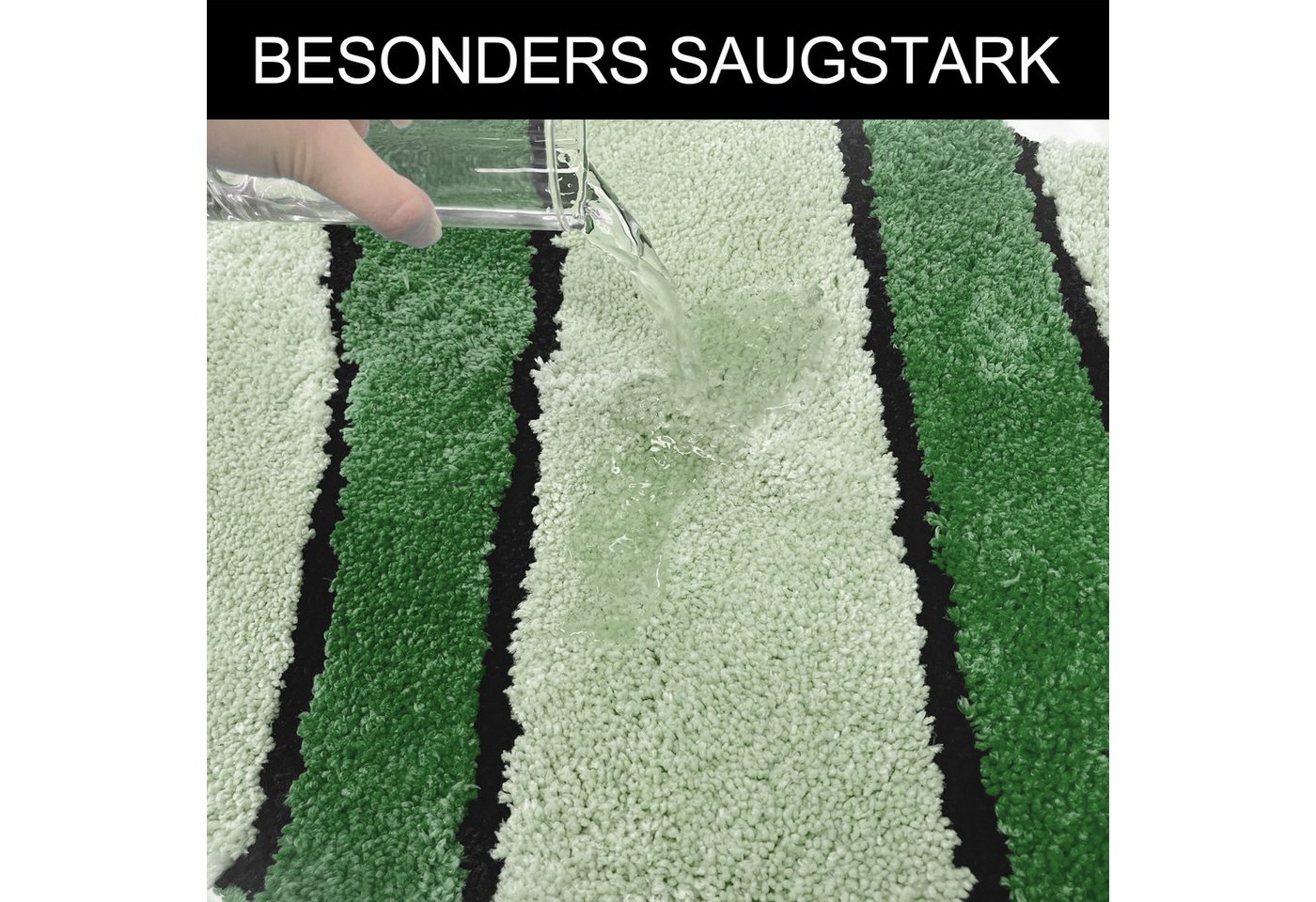 OTTO home Badematte Anna, Badvorleger, Badezimmer Teppich, Höhe 16 mm, rutschhemmend beschichtet, schnell trocknend, fußbodenheizungsgeeignet, Polyester, rechte – Bild 5 von 5