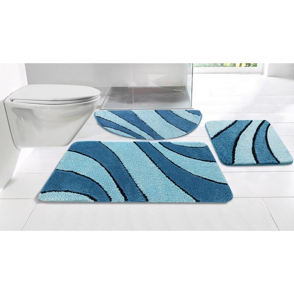 OTTO home Badematte Anna, Badvorleger, Badezimmer Teppich, Höhe 16 mm, rutschhemmend beschichtet, schnell trocknend, fußbodenheizungsgeeignet, Polyester, rechte