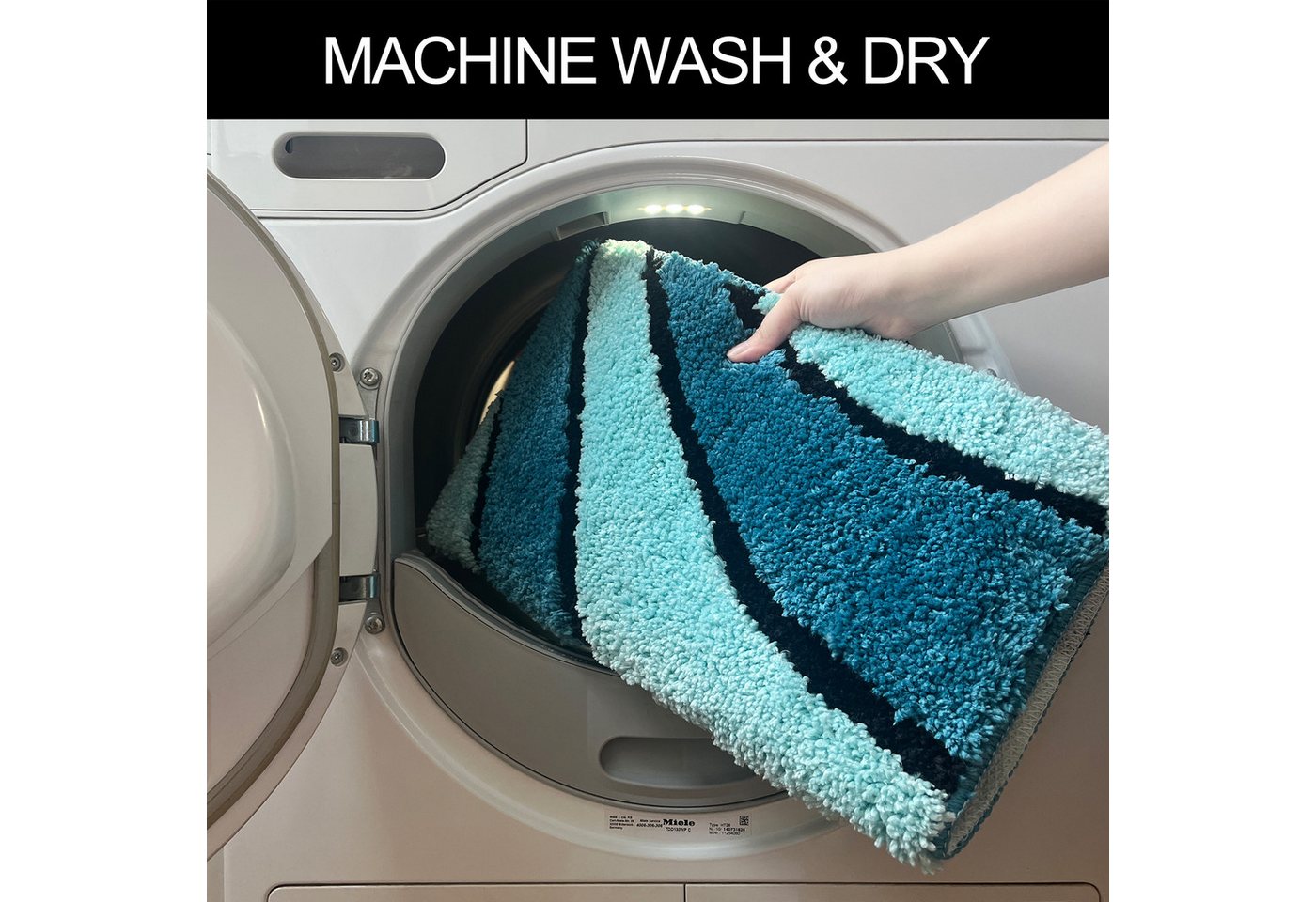 OTTO home Badematte Anna, Badvorleger, Badezimmer Teppich, Höhe 16 mm, rutschhemmend beschichtet, schnell trocknend, fußbodenheizungsgeeignet, Polyester, rechte – Bild 3 von 5