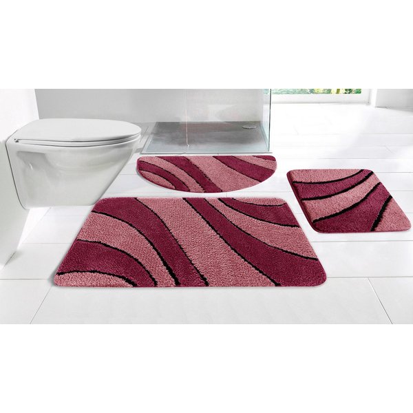 OTTO home Badematte Anna, Badvorleger, Badezimmer Teppich, Höhe 16 mm, rutschhemmend beschichtet, schnell trocknend, fußbodenheizungsgeeignet, Polyester, halbru