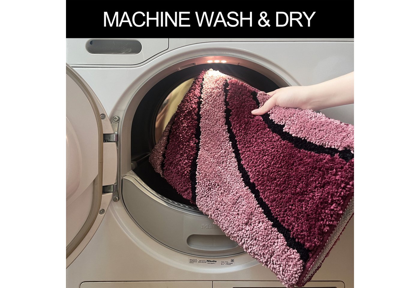 OTTO home Badematte Anna, Badvorleger, Badezimmer Teppich, Höhe 16 mm, rutschhemmend beschichtet, schnell trocknend, fußbodenheizungsgeeignet, Polyester, rechte – Bild 3 von 5