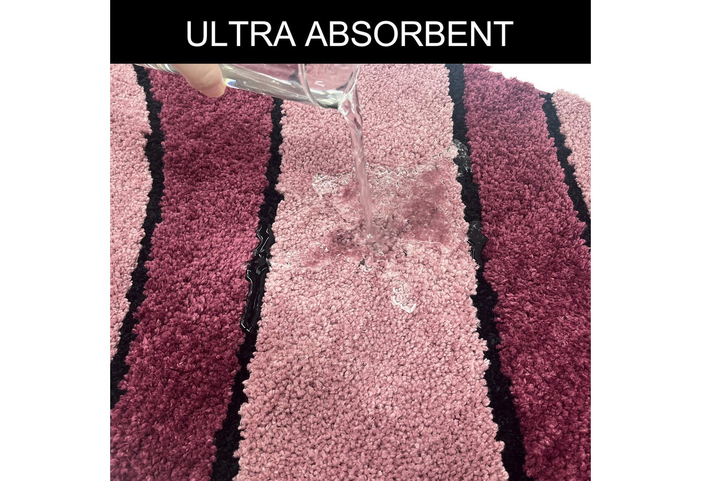 OTTO home Badematte Anna, Badvorleger, Badezimmer Teppich, Höhe 16 mm, rutschhemmend beschichtet, schnell trocknend, fußbodenheizungsgeeignet, Polyester, rechte – Bild 5 von 5