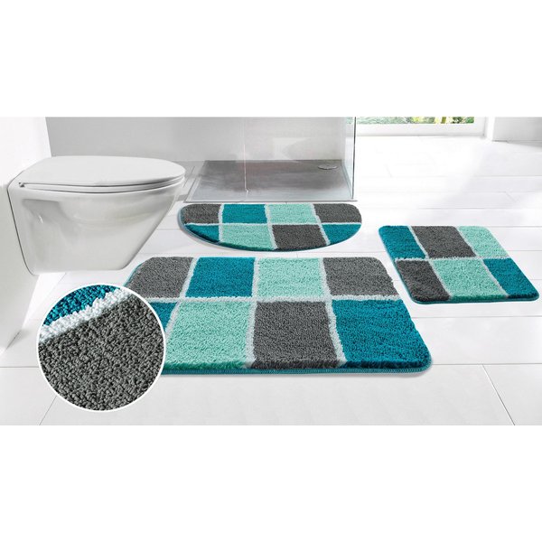 OTTO home Badematte Anna mit Kachelmuster, Badvorleger, Badezimmer Teppich, Duschvorleger, Höhe 20 mm, rutschhemmend beschichtet, strapazierfähig, Polyester, re