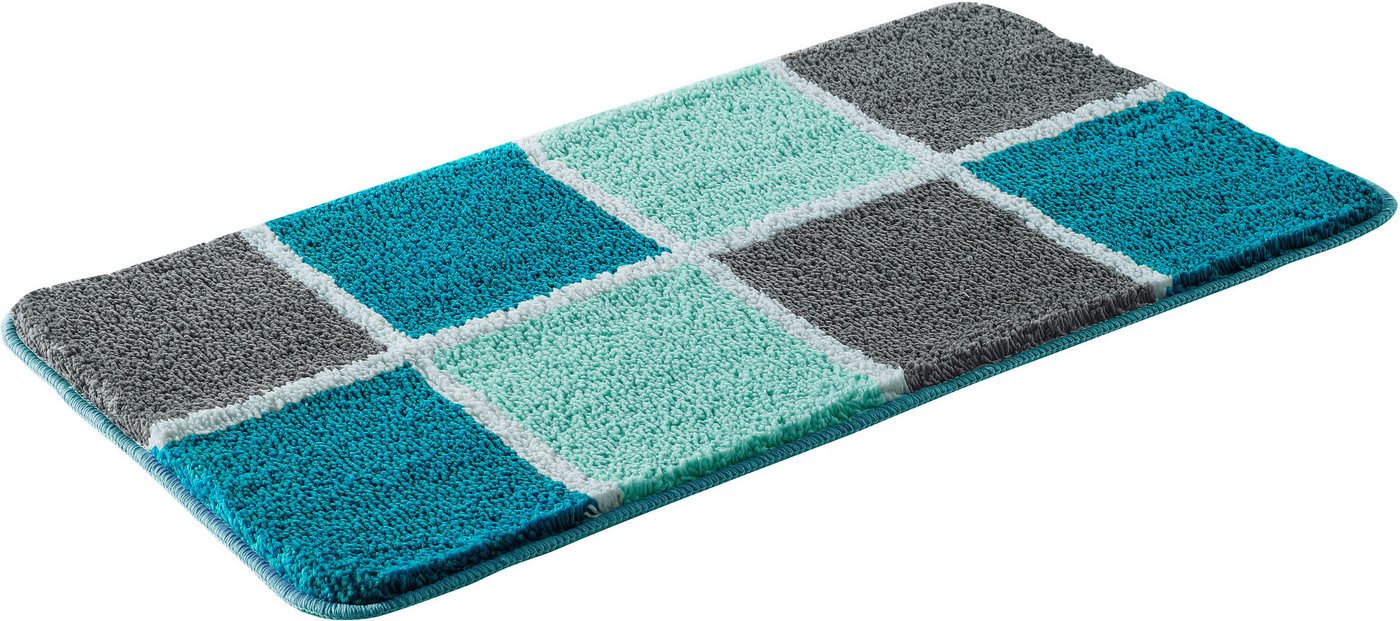 OTTO home Badematte Anna mit Kachelmuster, Badvorleger, Badezimmer Teppich, Duschvorleger, Höhe 20 mm, rutschhemmend beschichtet, strapazierfähig, Polyester, re – Bild 2 von 5