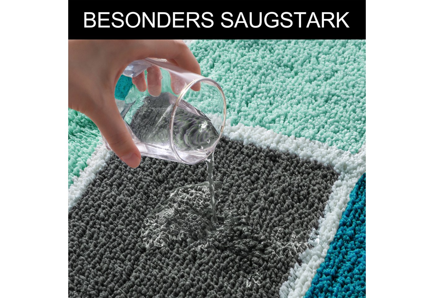 OTTO home Badematte Anna mit Kachelmuster, Badvorleger, Badezimmer Teppich, Duschvorleger, Höhe 20 mm, rutschhemmend beschichtet, strapazierfähig, Polyester, re – Bild 4 von 5