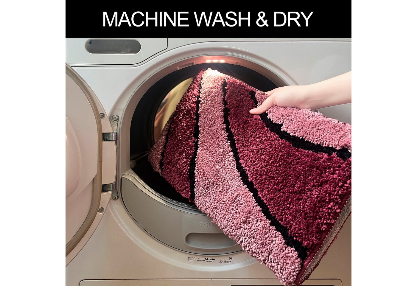 OTTO home Badematte Anna, Badvorleger, Badezimmer Teppich, Höhe 16 mm, rutschhemmend beschichtet, schnell trocknend, fußbodenheizungsgeeignet, Polyester, rechte – Bild 5 von 5
