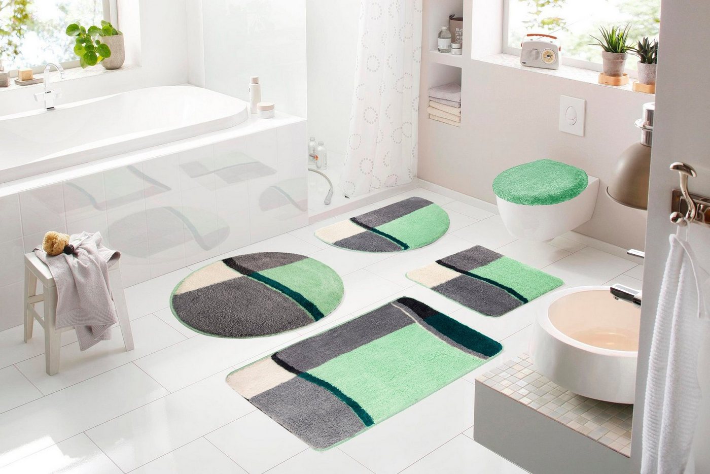 OTTO home Badematte Belio, Badvorleger, Badezimmer Teppich, Höhe 20 mm, rutschhemmend beschichtet, schnell trocknend, strapazierfähig, fußbodenheizungsgeeignet, – Bild 3 von 5