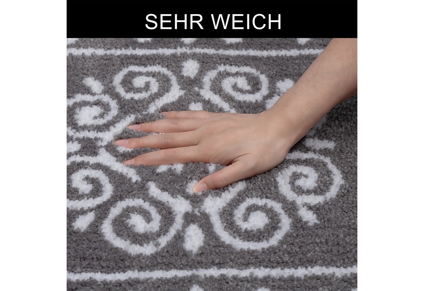 OTTO home Badematte Dafna, Orient-Optik, Vintage Design, Höhe 12 mm, rutschhemmend beschichtet, schnell trocknend, fußbodenheizungsgeeignet, Polyester, rechteck – Bild 4 von 5