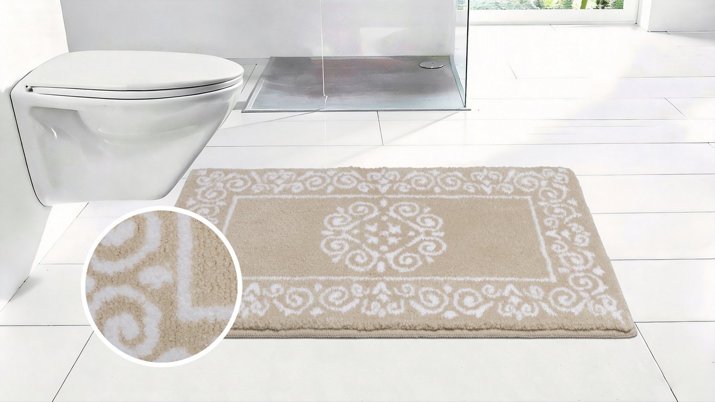 OTTO home Badematte Dafna, Orient-Optik, Vintage Design, Höhe 12 mm, rutschhemmend beschichtet, schnell trocknend, fußbodenheizungsgeeignet, Polyester, rechteck – Bild 3 von 5
