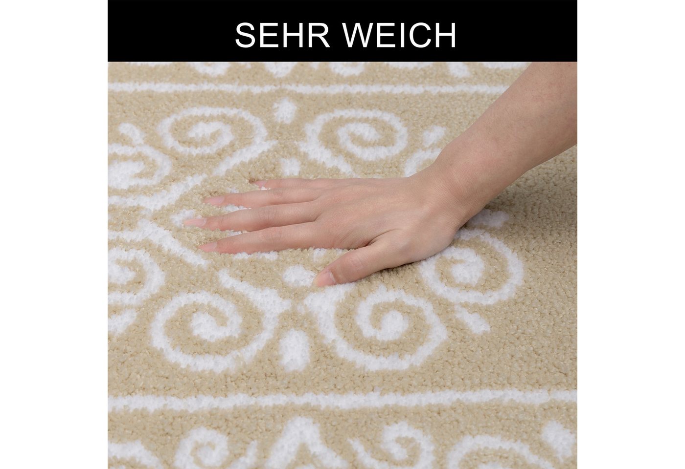 OTTO home Badematte Dafna, Orient-Optik, Vintage Design, Höhe 12 mm, rutschhemmend beschichtet, schnell trocknend, fußbodenheizungsgeeignet, Polyester, rechteck – Bild 4 von 5